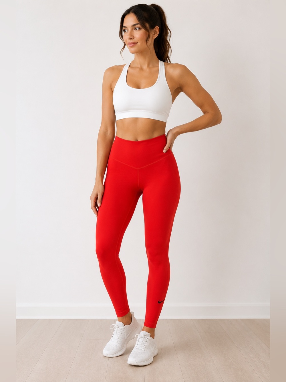 Nike Dri-FIT Red High Rise Athletic Leggings Women’s XS Compression Workout